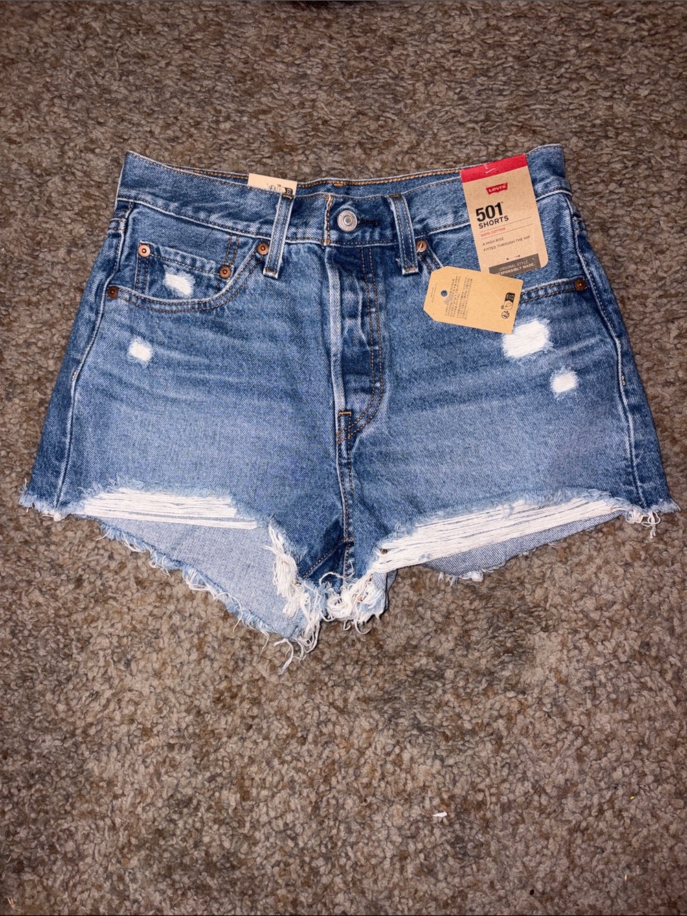 Levi's Distressed Denim Cutoff Shorts — Blue